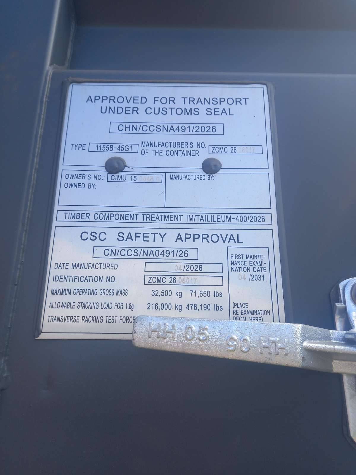 Контейнер 40HC новый №CIMU1504430, фото 2